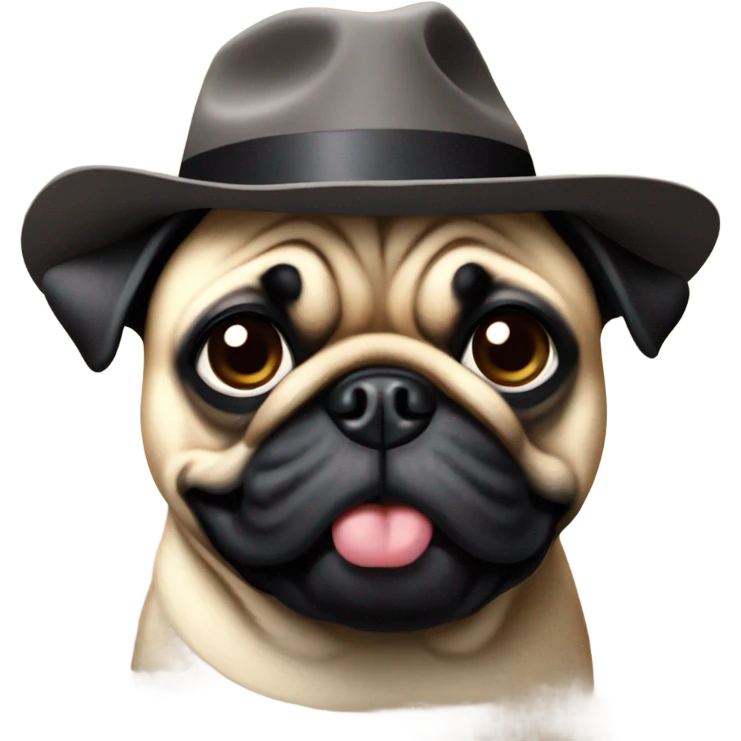 Pug wearing a hat emoji