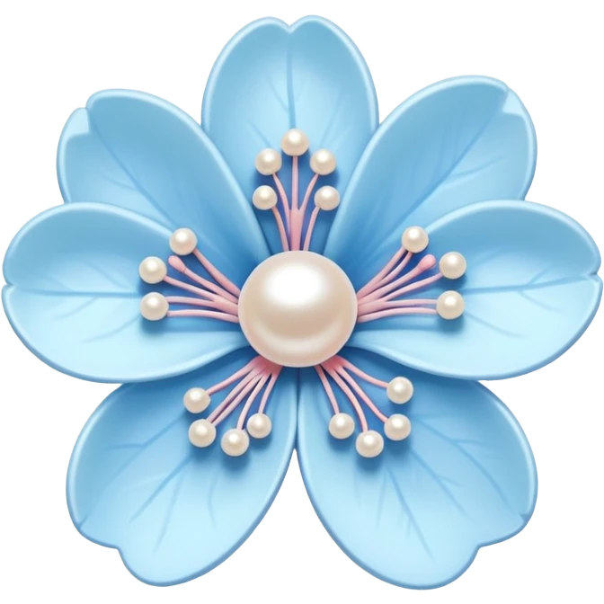 soft blue pastel cherry blossom with pearl beaded outline emoji