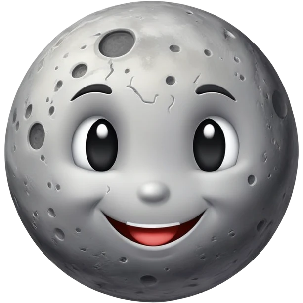 Mercury planet with a cute smiling face and crater details emoji
