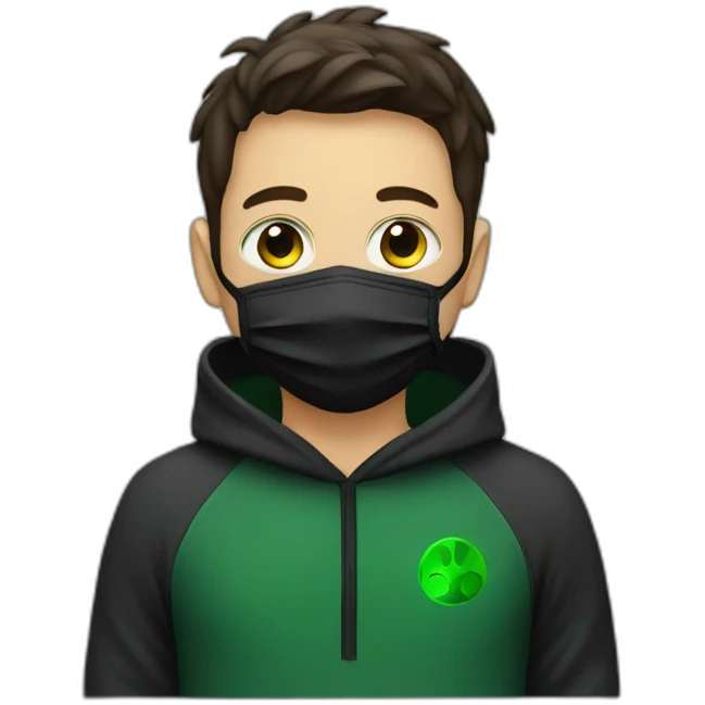 Man with green-medical-mask and black-hoody emoji