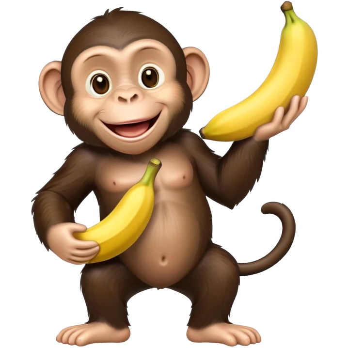cartoon chimpanzee happily holding a banana emoji