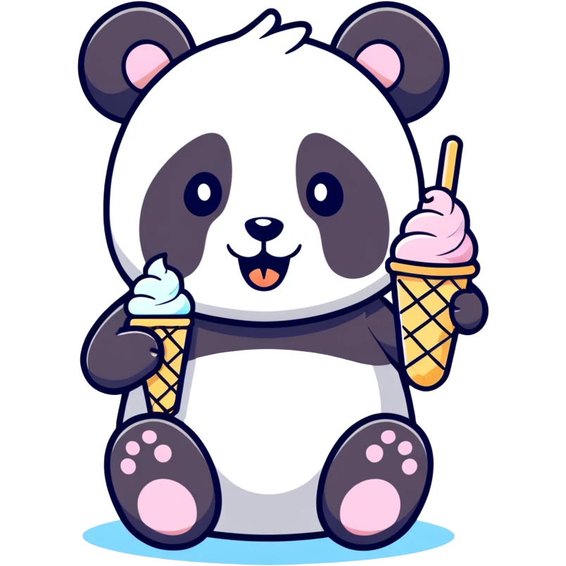 Panda eating ice cream emoji