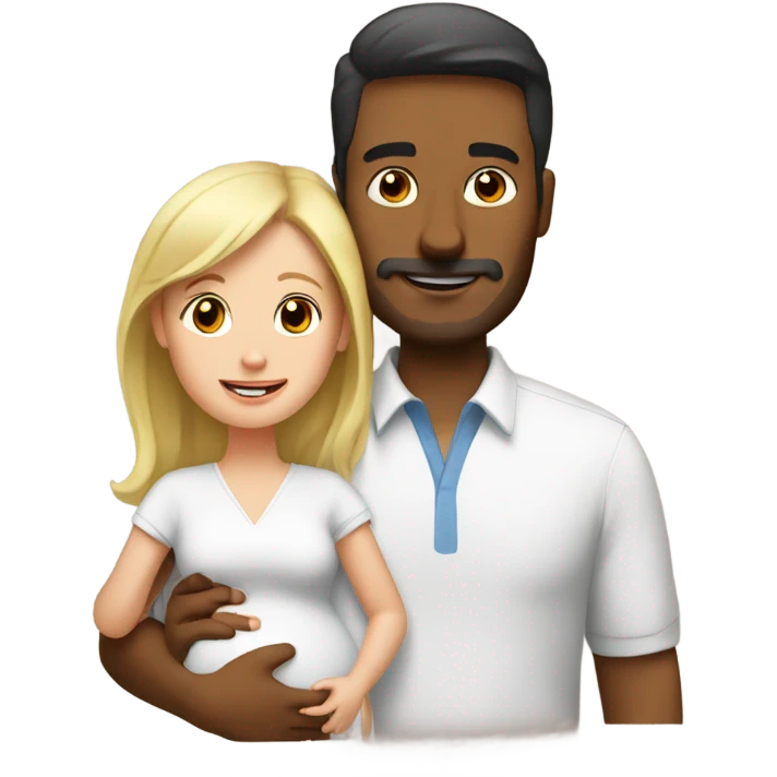 Brown dad wit white wife and baby emoji