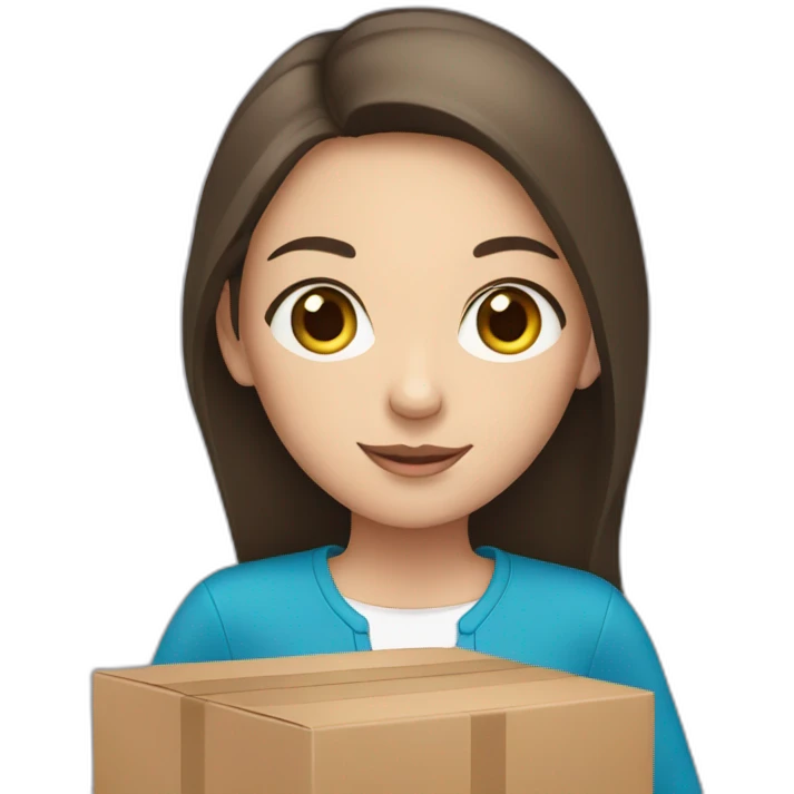 White brunette girl holding boxes emoji