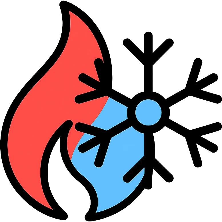 flame and snowflake intertwined, representing hot but cold emoji