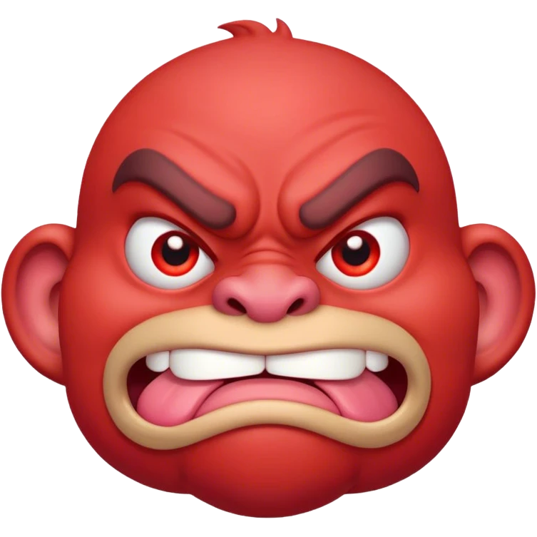 Combine the red ogre emoji, the hot emoji, and the eyes looking emoji into a new emoji with an aroused, but curiously nervous expression on its face emoji