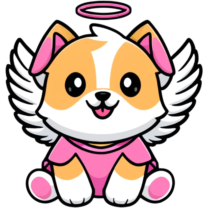 cute dog wearing Victoria's Secret angel wings and pink outfit emoji