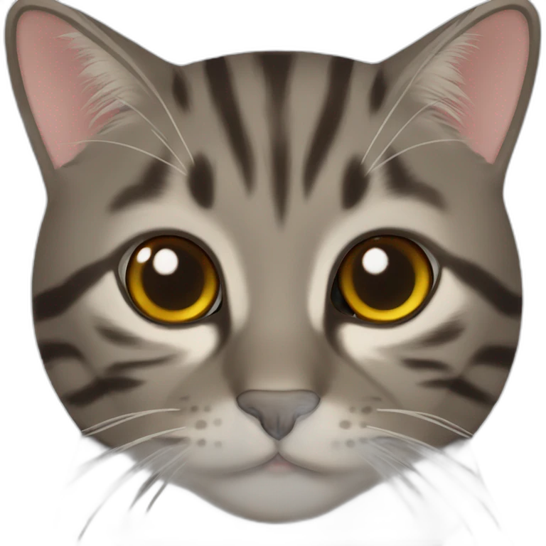 Tabby dark grey brown cat small eye emoji