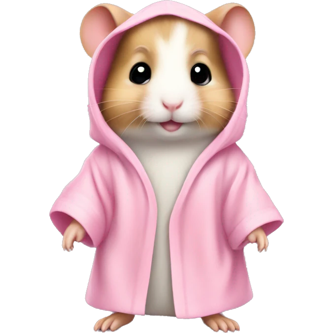 baby hamster in light pink robe full body emoji