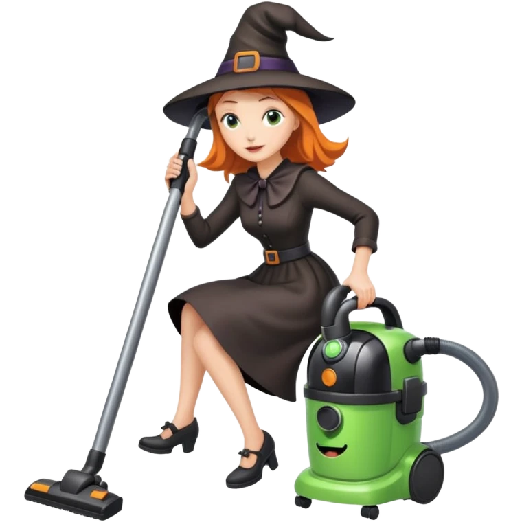 a witch riding a vacuum cleaner emoji