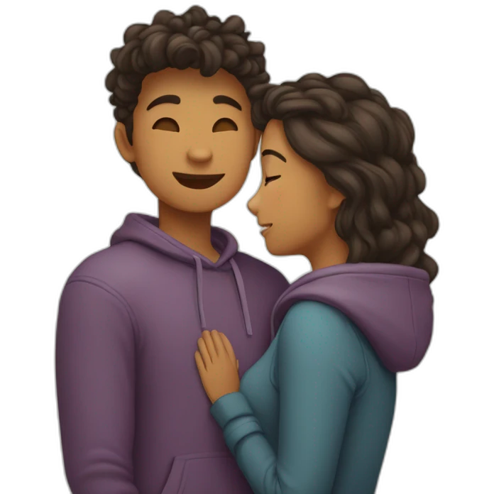 Deux adolescents amoureux qui s'embrassent emoji