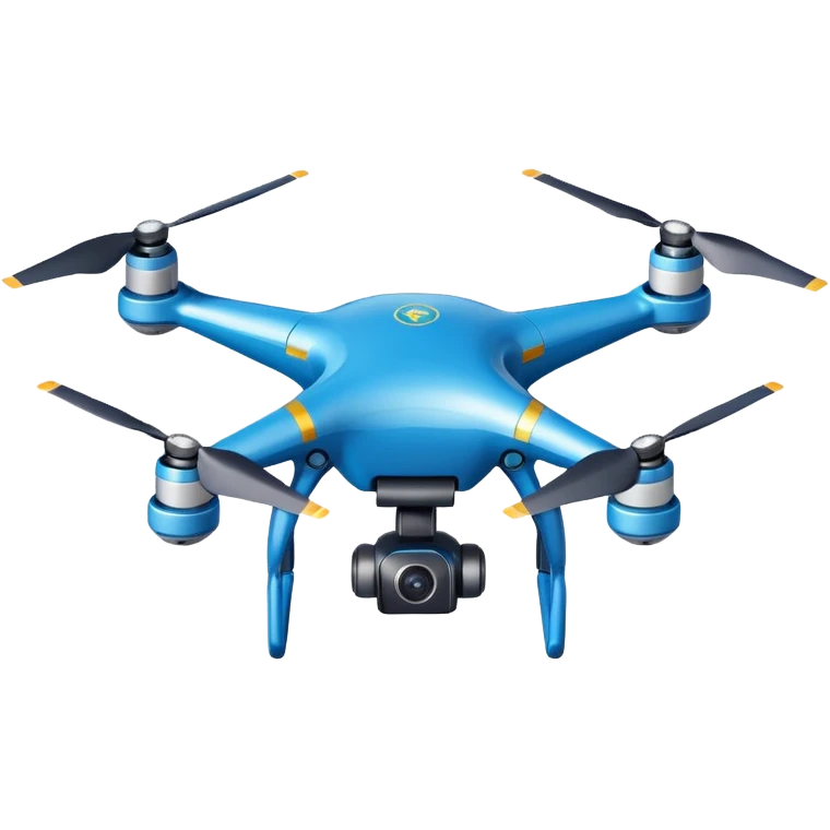 Mapping drone sticker, quadcopter scanning land with laser grid effect, modern tech style, blue color theme, flat vector illustration, white outline, transparent background emoji