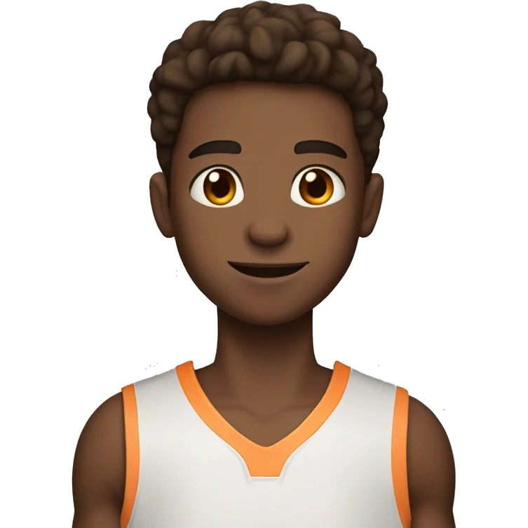 boy with brown hair brown eyes and peach skin playing basketball  emoji