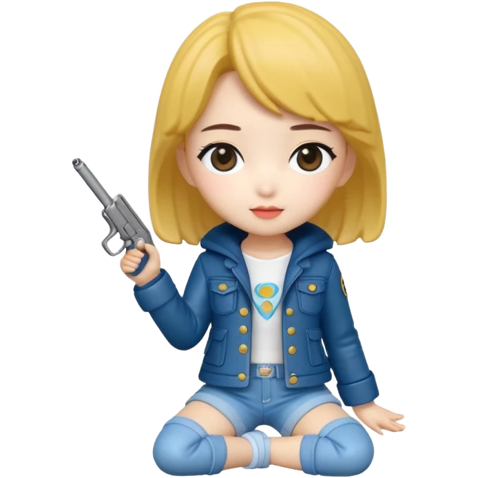 Isolated, breathtakingly vivid and intricately detailed digital illustration of the most incredibly adorable kpop girl denom hunter figurine imaginable, toy style. emoji