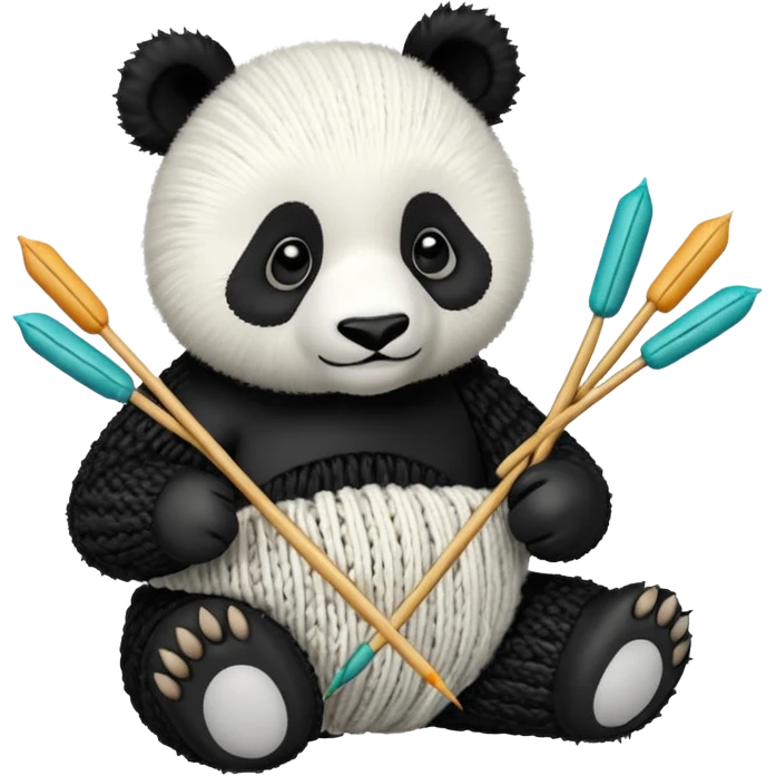 panda creating knitting emoji