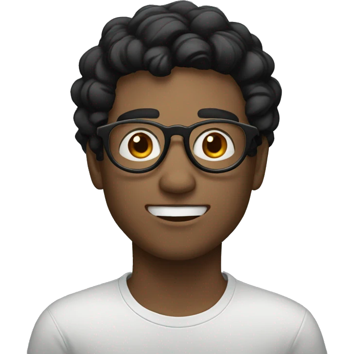 fair male face with white round spectacles messy black hair emoji