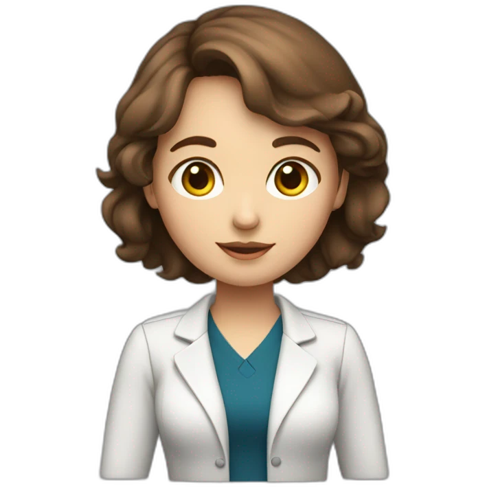 Girl teacher with brown hair with fucsia tipa emoji