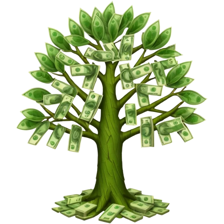 A tree with the leaves meaning money emoji
