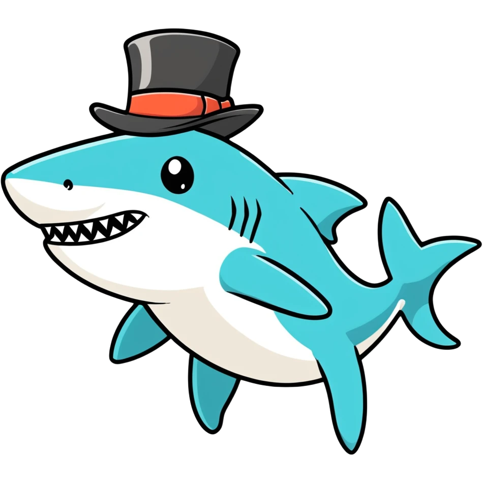 Shark with a top hat emoji