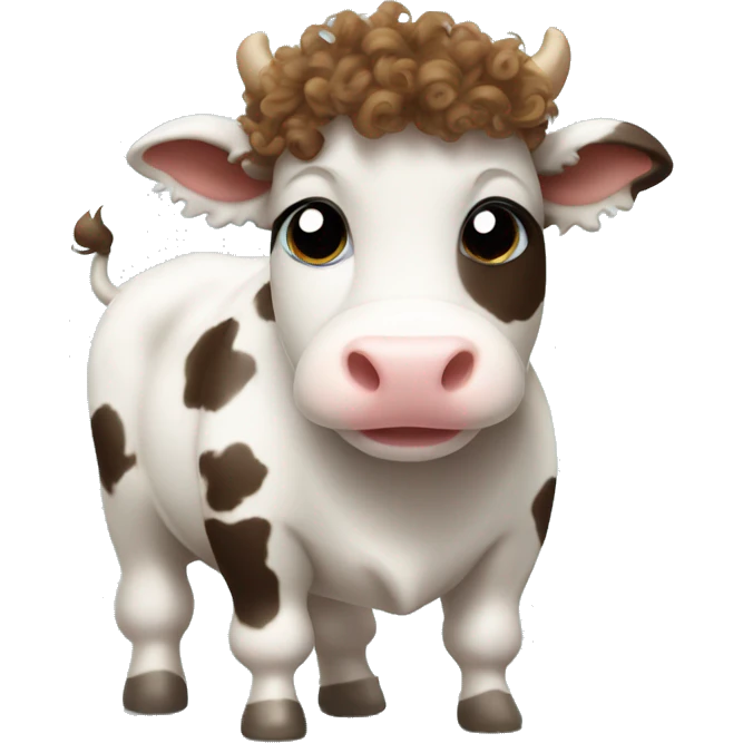 Baby cow with fluffy and curly hair  emoji