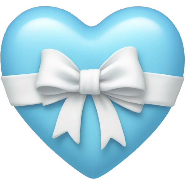 Light blue heart with white bow wrapped in middle emoji