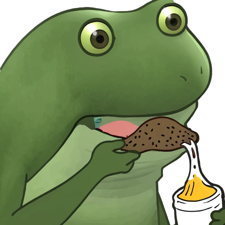 Frog eating poop emoji