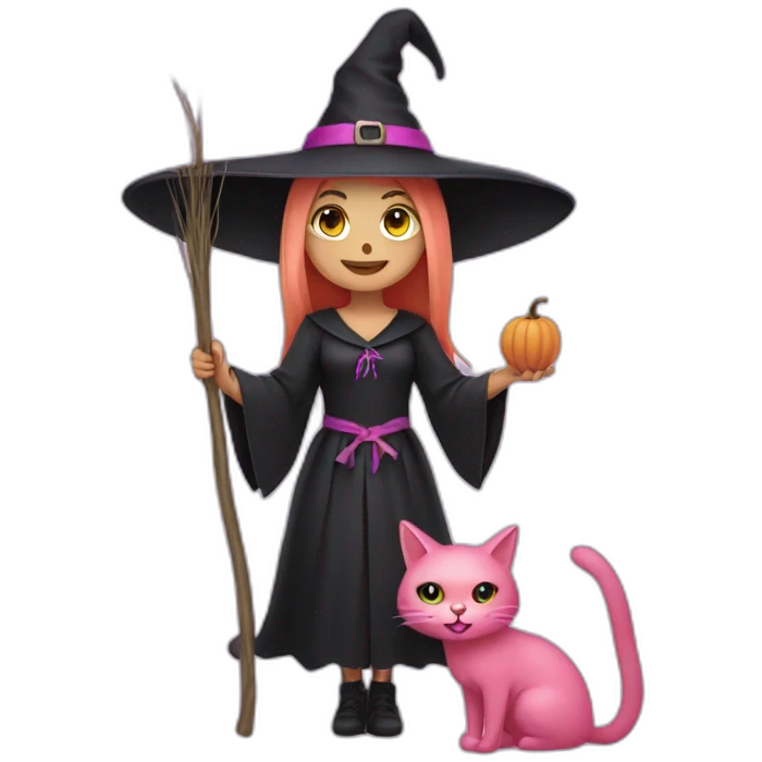 Witch with a pink cat  emoji