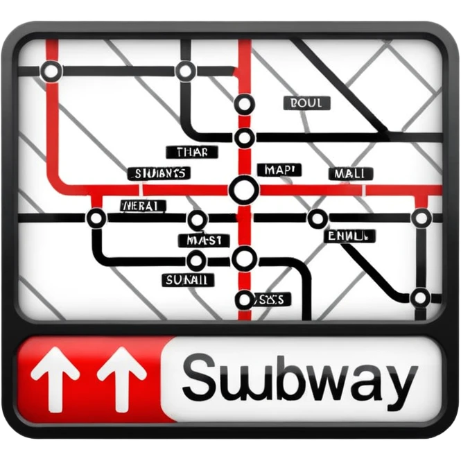 Map Panel – red route diagram, Subway Sign. emoji