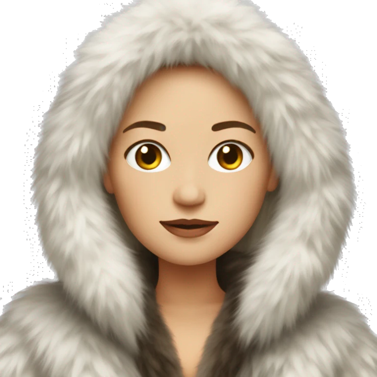White woman in giant fur coat emoji