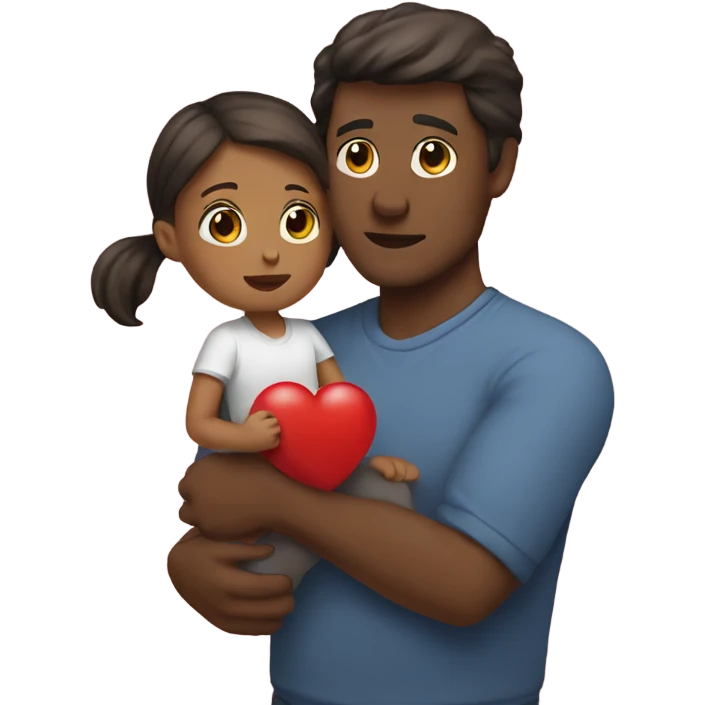 Father holds her  big heart in her arm emoji