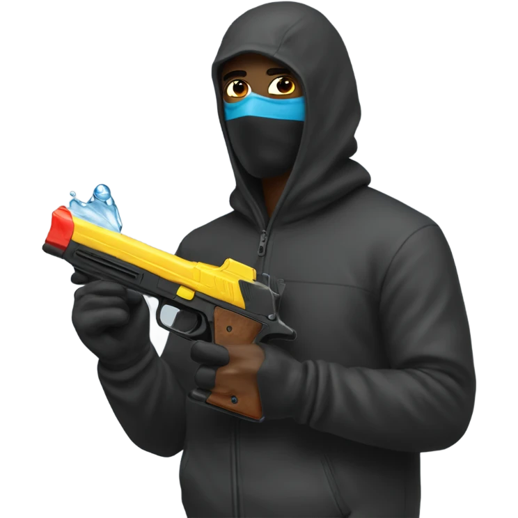 man with ski mask and water gun emoji