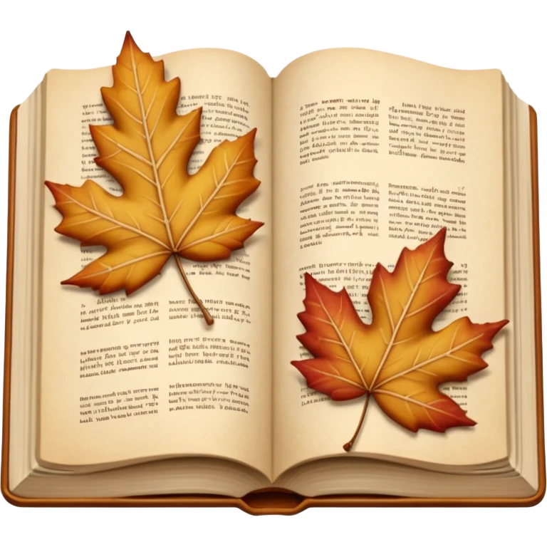 beige autumn open book with leaves on it emoji