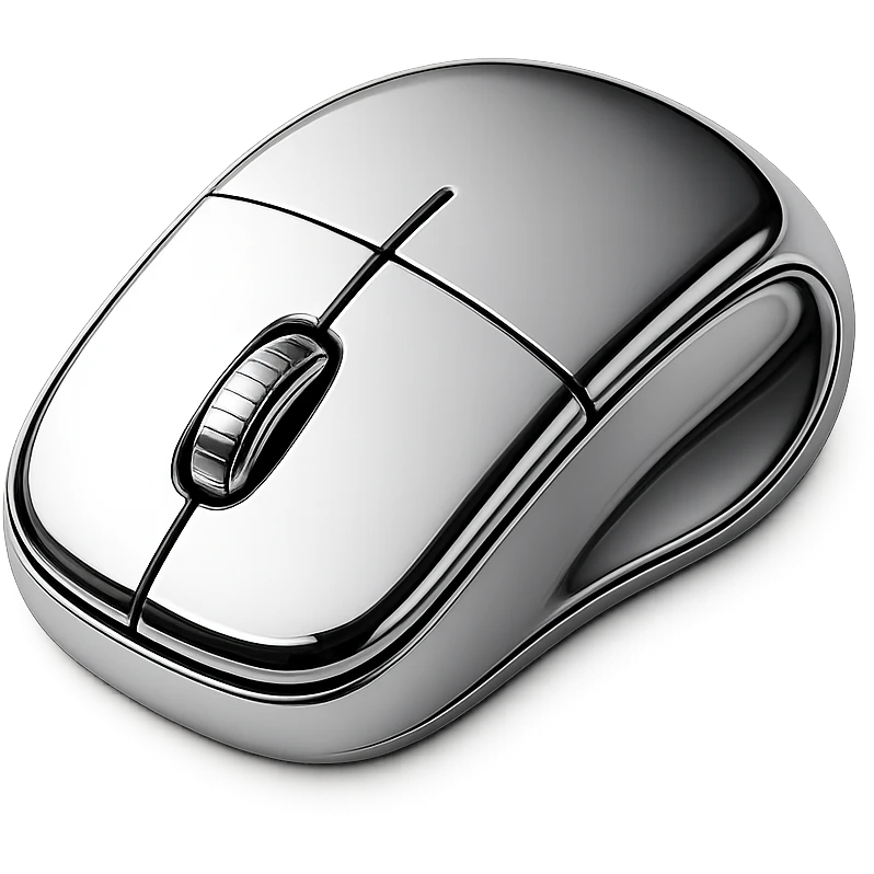 Minimal flat icon of an ergonomic computer mouse, modern and clean design emoji