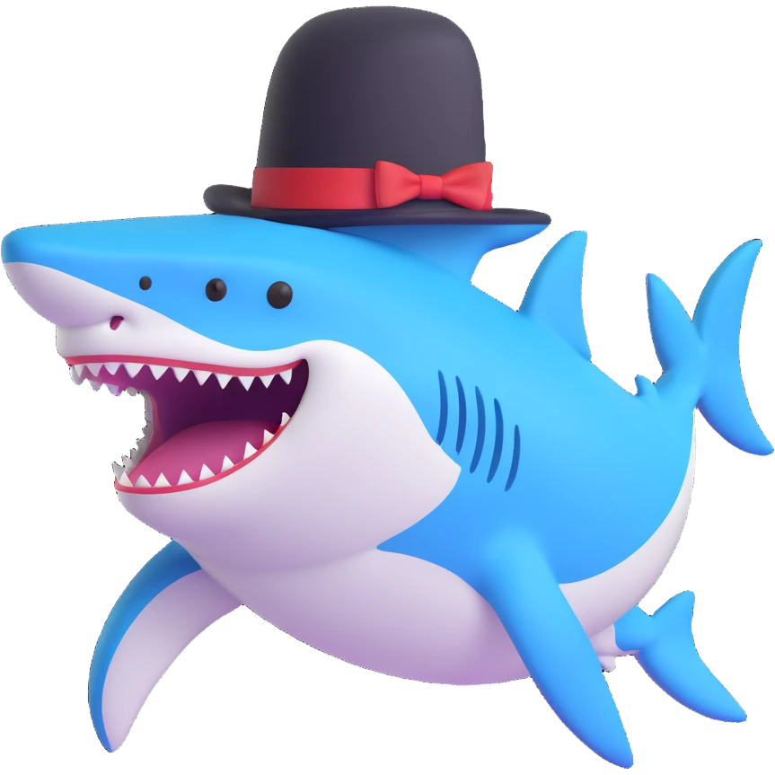 shark wearing a top hat emoji