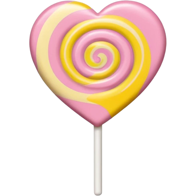 A lollipop heart in soft pink, beige and yellow pastel colors emoji