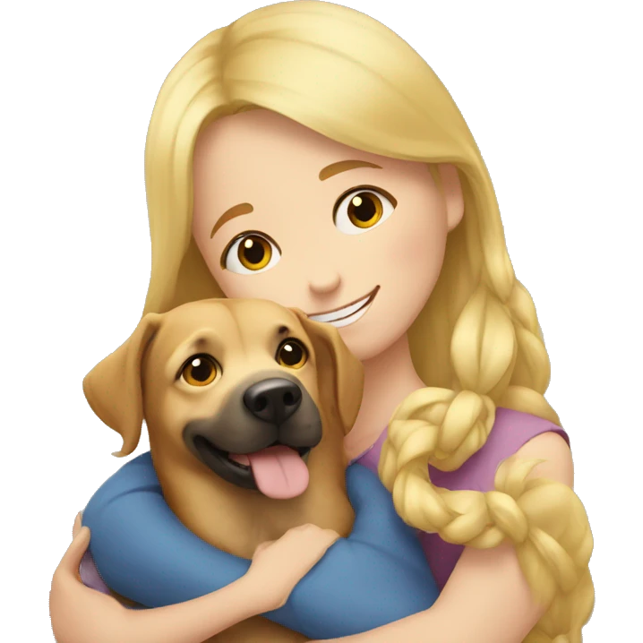 Dog is hugging blond girl emoji