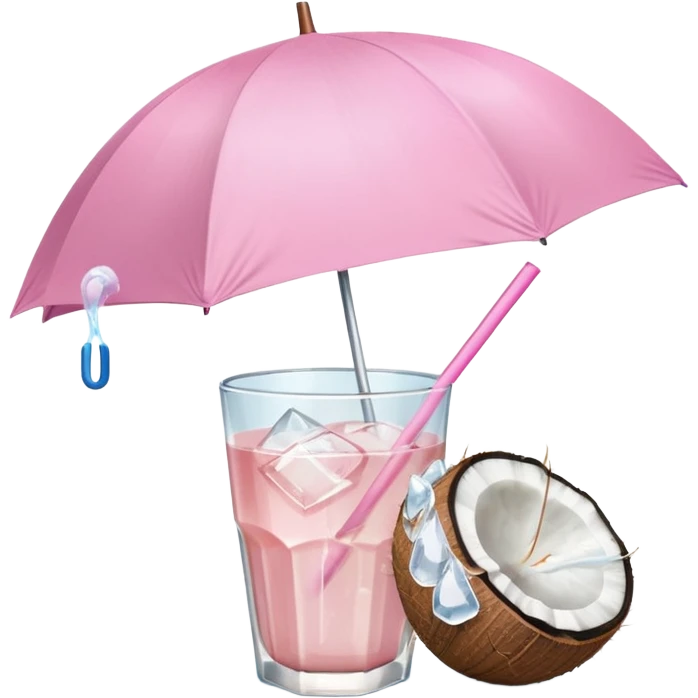 coconut drink with light pink umbrella emoji