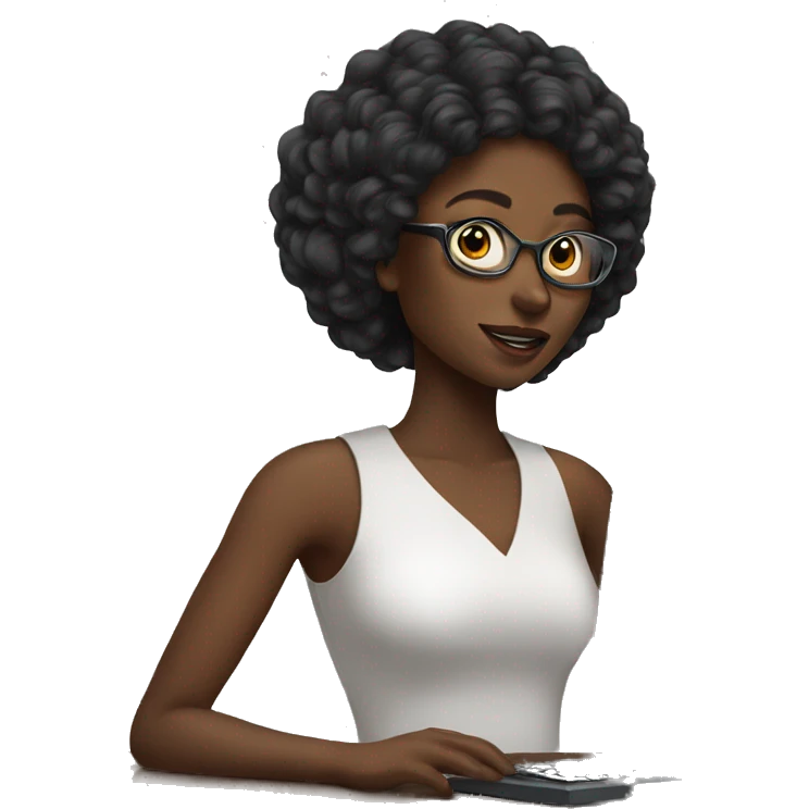 Black lady with computer emoji