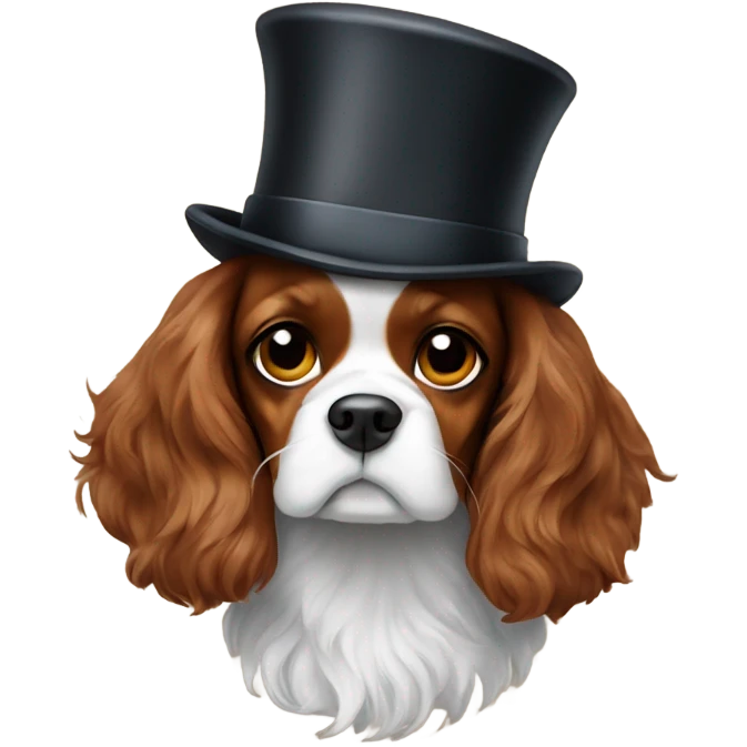 Cavalier spaniel wearing a top hat emoji