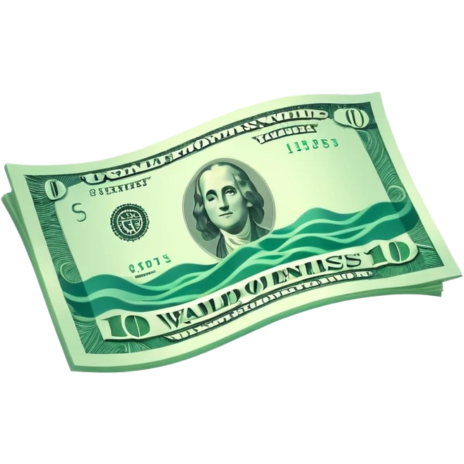 a floating wavy usd note icon emoji