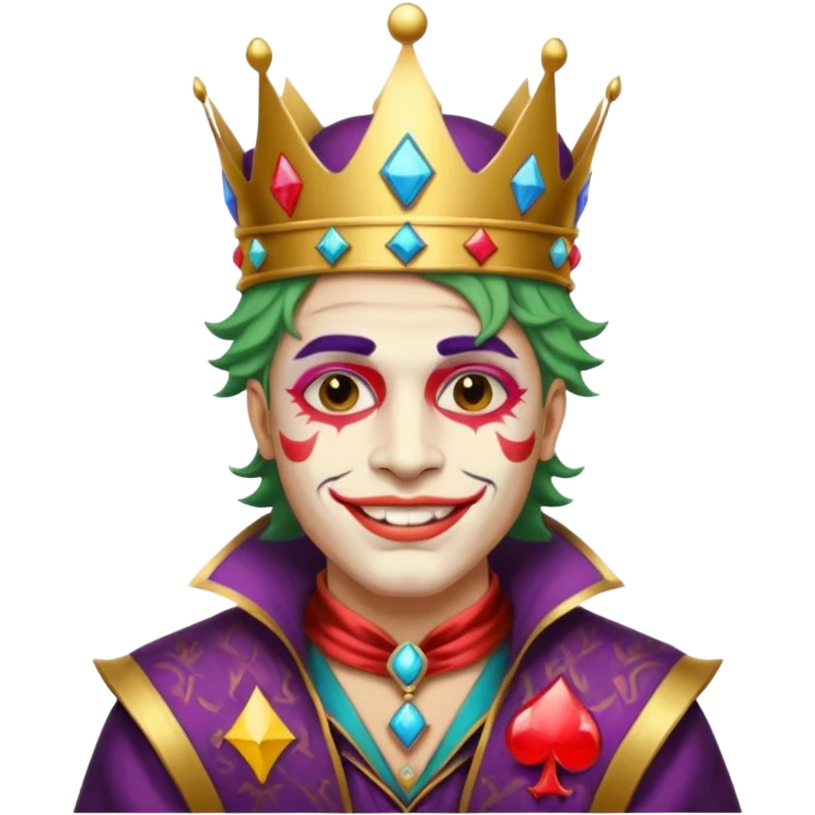 crazy colorful human jolly joker from poker, medieval, vintage, king emoji
