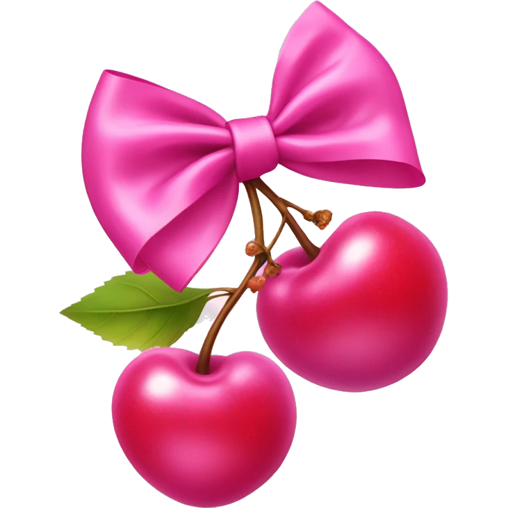 2 baby pink cherry’s with hot pink bows  emoji