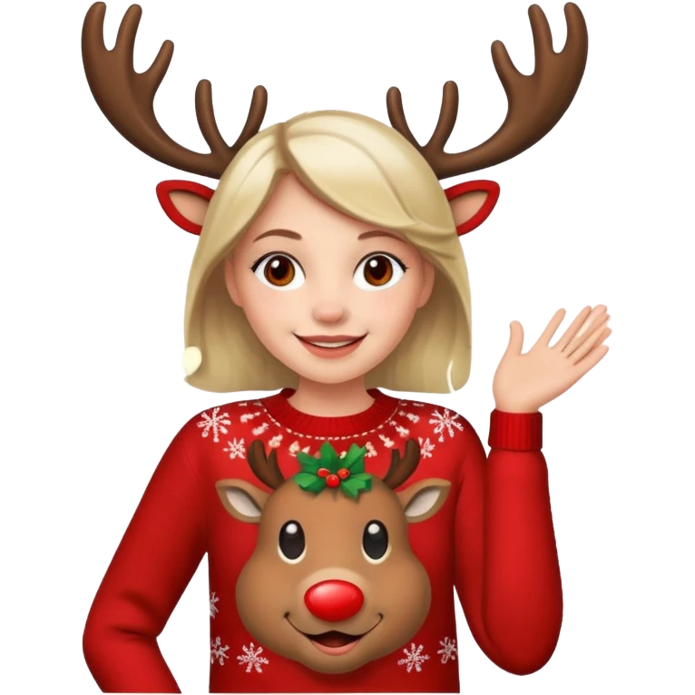 Emma with à reindeer Xmas jumper emoji