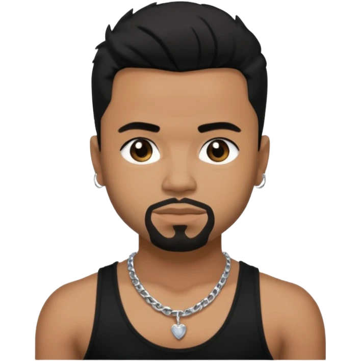 Raz B medium dark skin, black hair, black tank top with necklace emoji