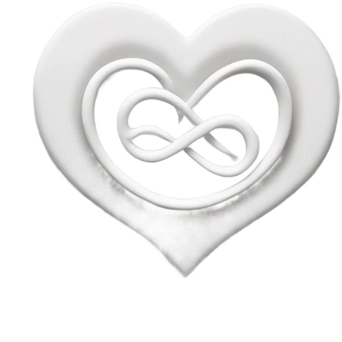 Infinity sign on a white love heart and stars emoji