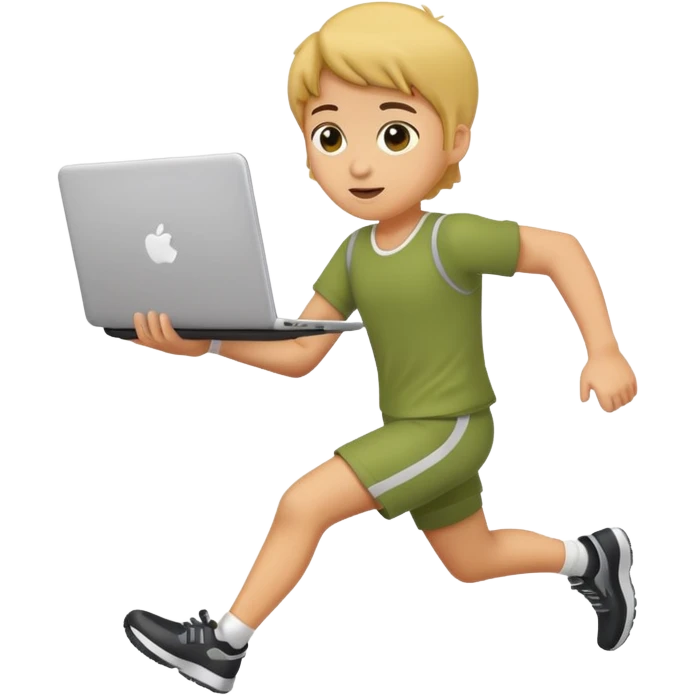 cute olive running holding a laptop emoji