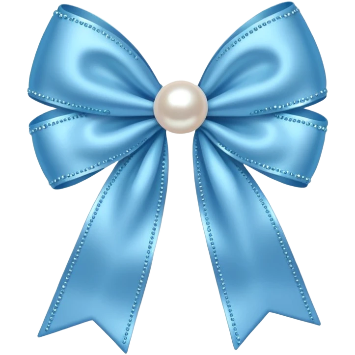 Soft blue bow with hanging pearl  emoji