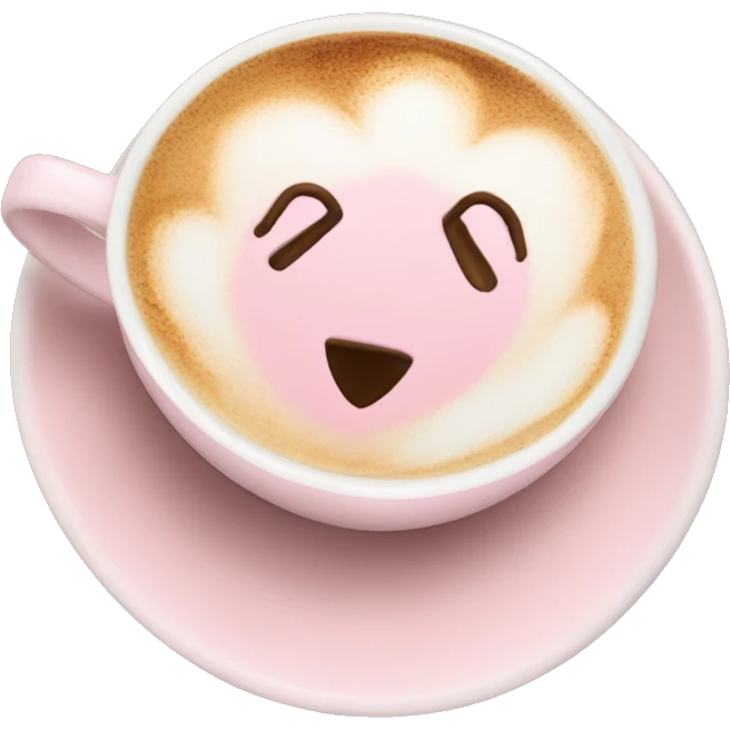  pale pink coffee mug heart shaped cappuccino emoji