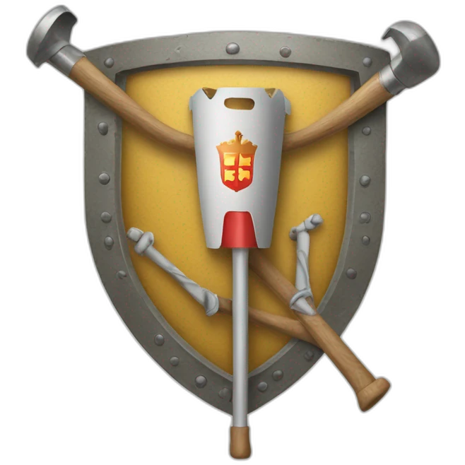 Crutches and super glue as a coat of arms emoji