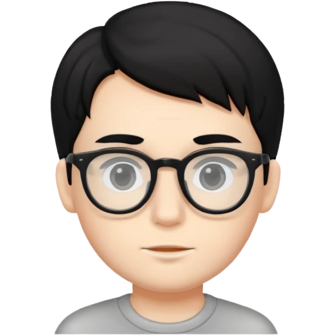 very much very white skin boy with black hair and glasses  emoji
